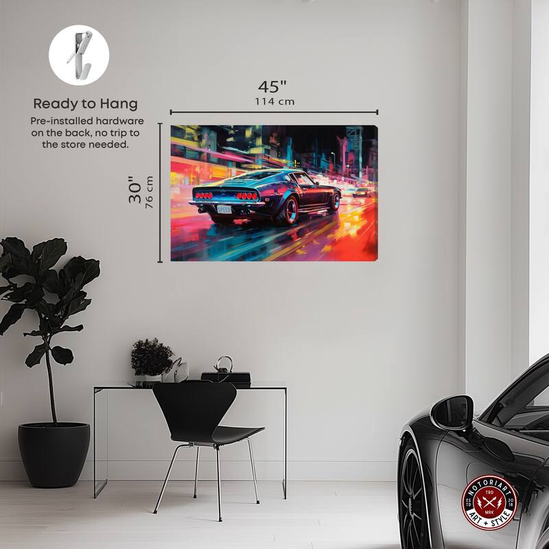 Notoriart Classic Night Drive Gallery Wrapped Car 1 Piece Canvas Wall Art