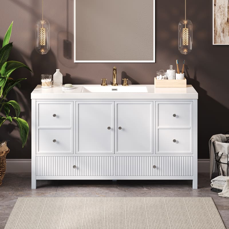 Christopher Knight Home - Modern 60-Inch Bathroom Vanity with Separate Sink and Soft-Close Storage