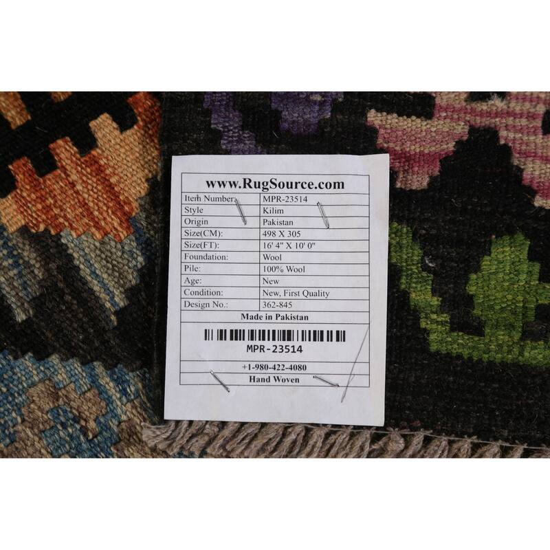 Kilim Oriental Large Rug Flatweave Wool Carpet - 10'0"x 16'4"