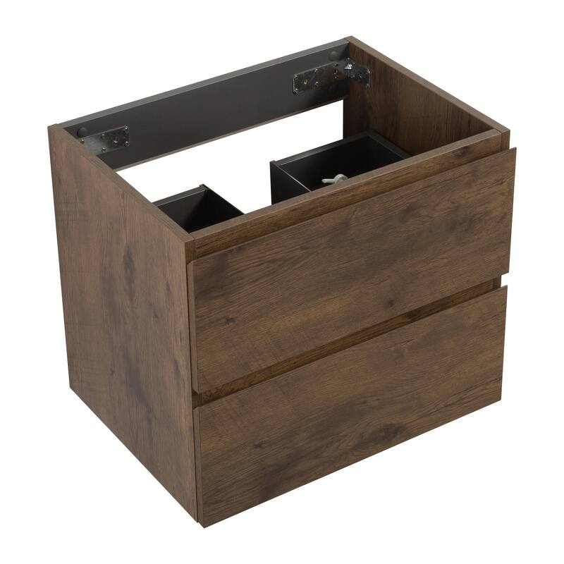 GDFStudio - Alice Wall-Mounted Bathroom Vanity with Modern Double Drawer and Soft-Close Functionality