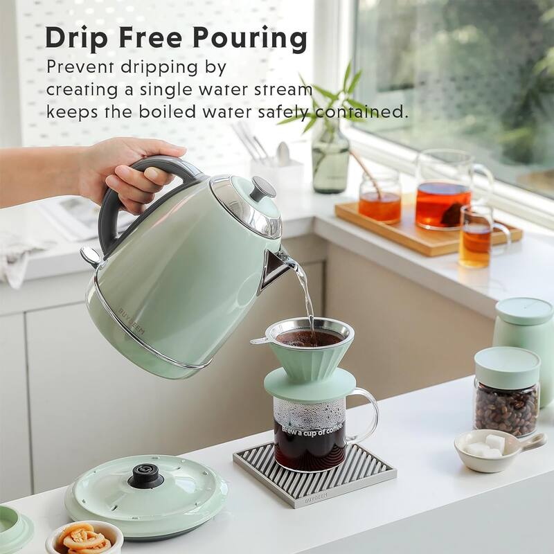 BUYDEEM 1.7L Stainless Steel Electric Tea Kettle with Auto Shut-Off and Boil Dry Protection