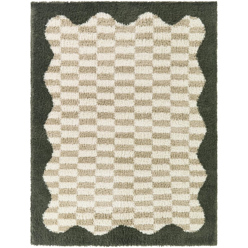 Candelaria Checkered Scallop Border Area Rug