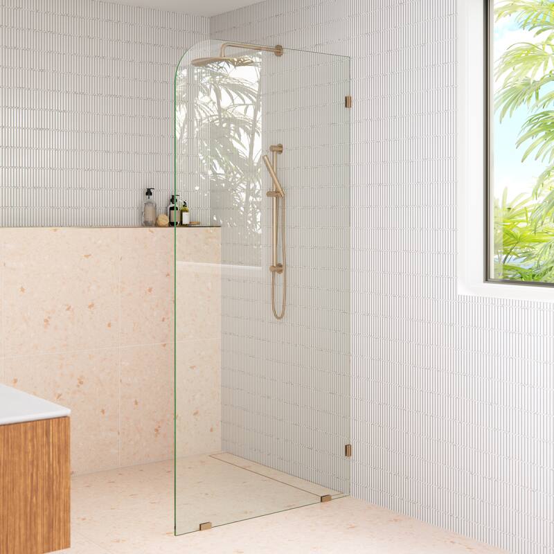 Glass Warehouse 34" x 78" Frameless Shower Door - Single Fixed Panel Radius