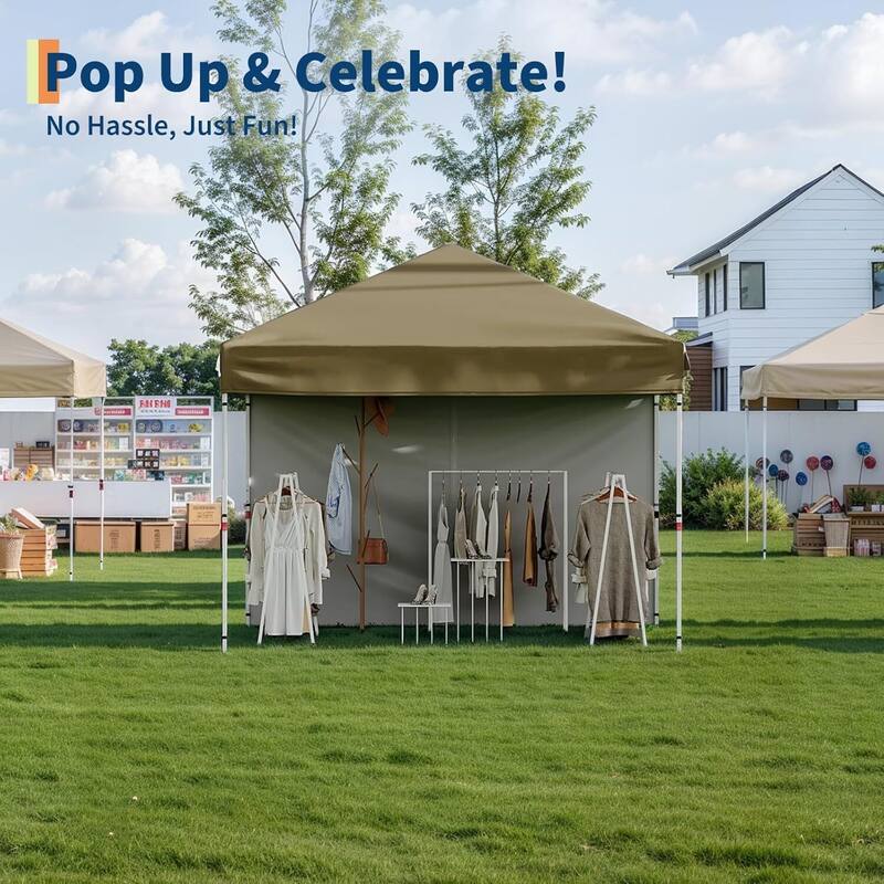 Outdoor 4-Sidewall 10x10 Pop Up Canopy Tent for Picnics, Camping