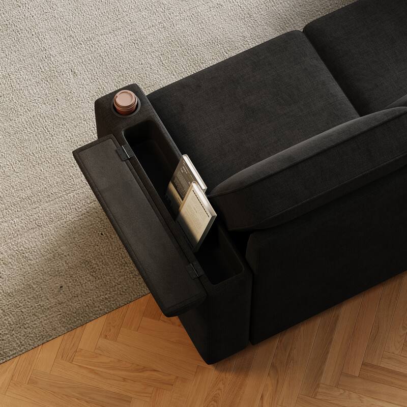 Sleeper Sofa with Storage, Cup Holder and USB Charging Port,Couch with Pull Out Bed, Daybed for Living Room Bedroom
