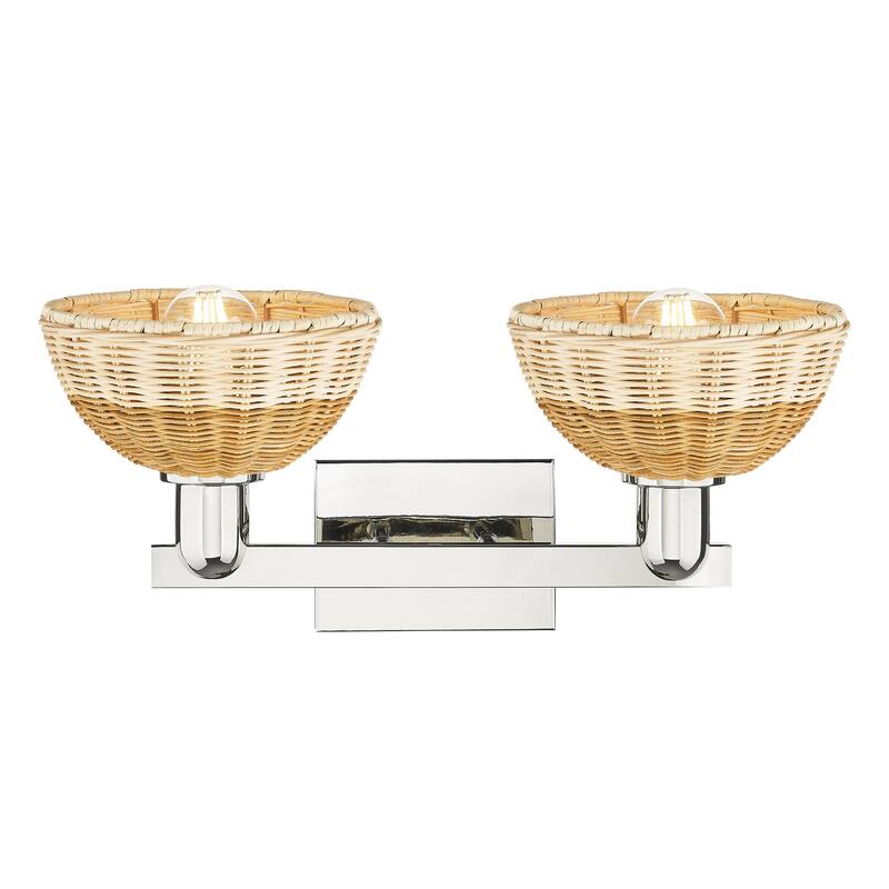 Innovations Lighting Downtown Urban - Natural Ballston Dome - 2 Light 16" Bath Vanity Light with Basketweave Shade