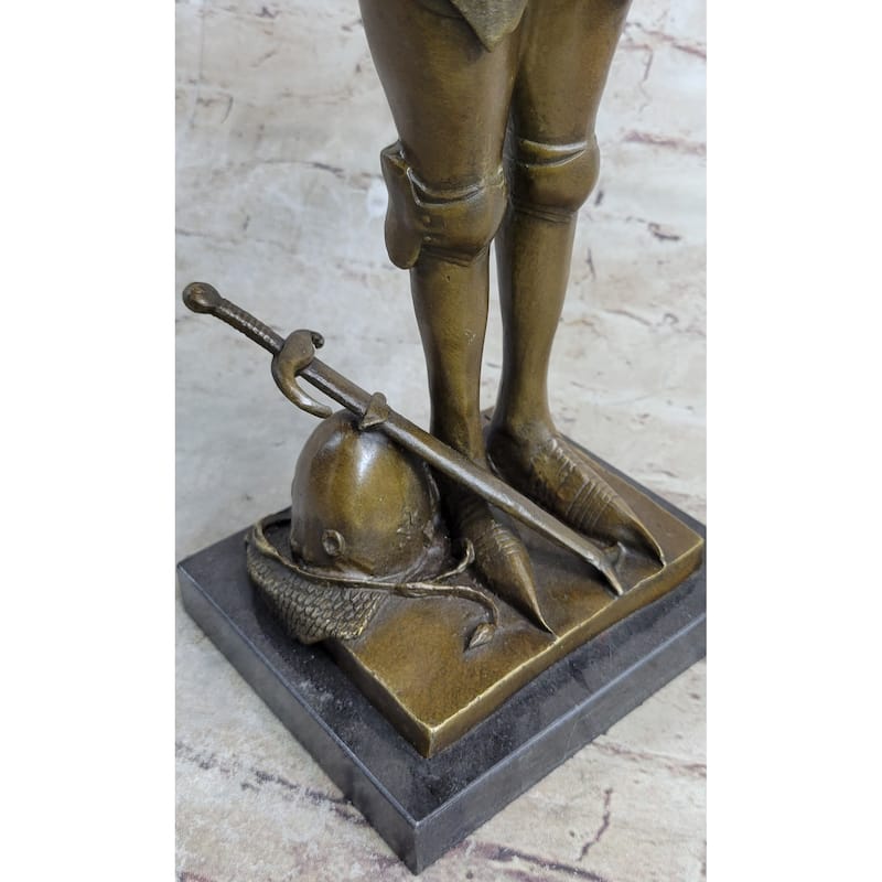 Joan Of Arc Roman Catholic Saint Praying Heroine Bronze Marble Statue Artwork