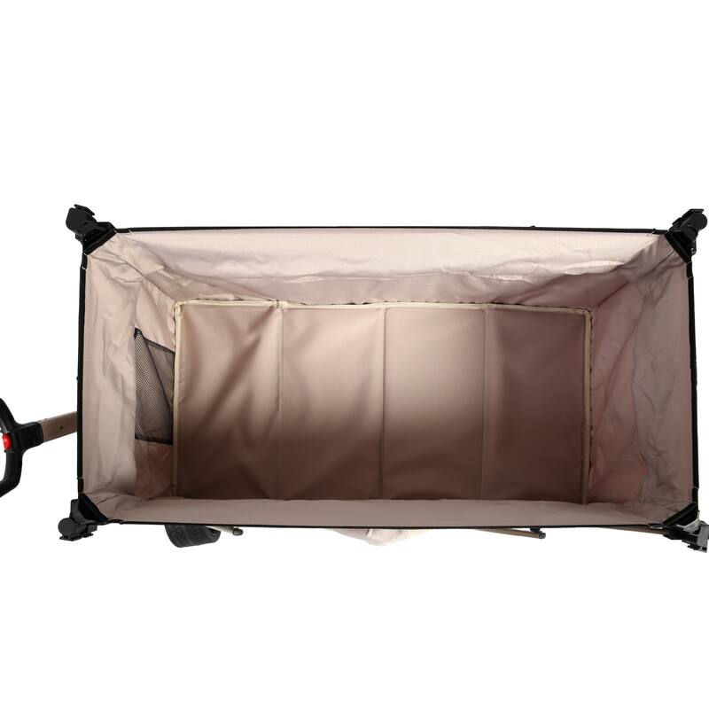 220lbs Weight Capacity Heavy Duty 300L Folding Utility Foldable Extended Wagon with All-Terrain Beach Wheels & Drink Holders