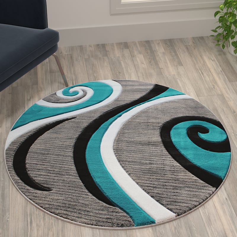 Modern Ribboned Design High-Low Pile Abstract Area Rug