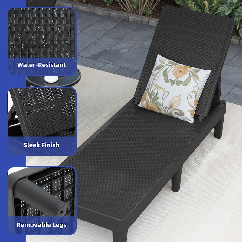 Outdoor Chaise Lounge Chairs (Set of 2) with Adjustable Backrest