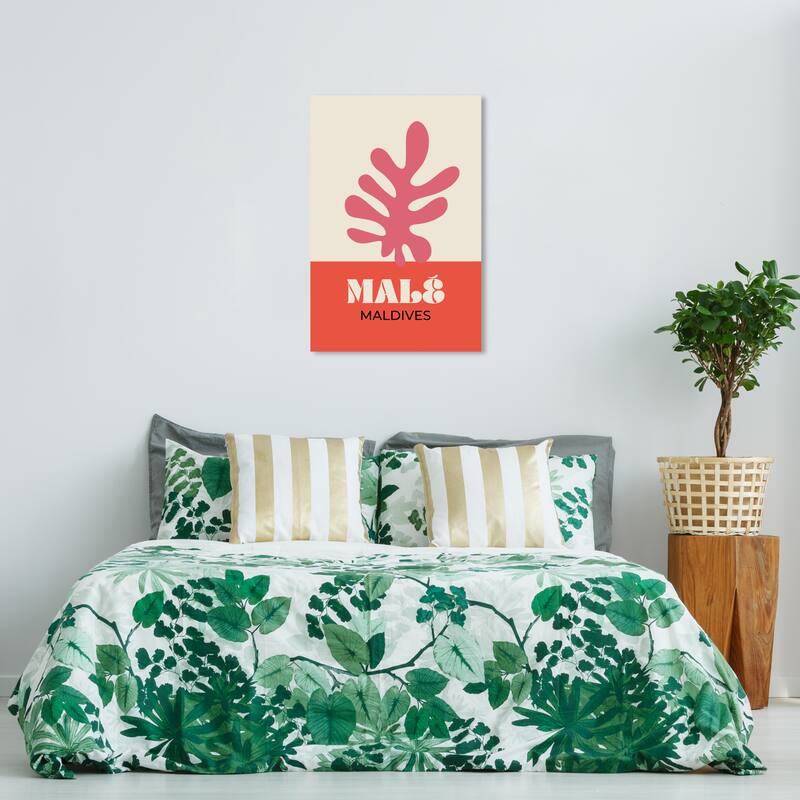 Wynwood Studio Canvas Typography and Quotes Travel to Male Red and Antique White Nautical & Coastal Wall Art Canvas Print