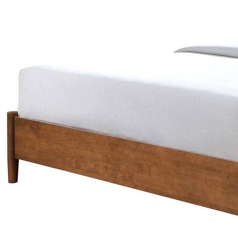 Roma Queen Size Bed, Panel Headboard, Tapered Legs, Walnut Brown Solid Wood