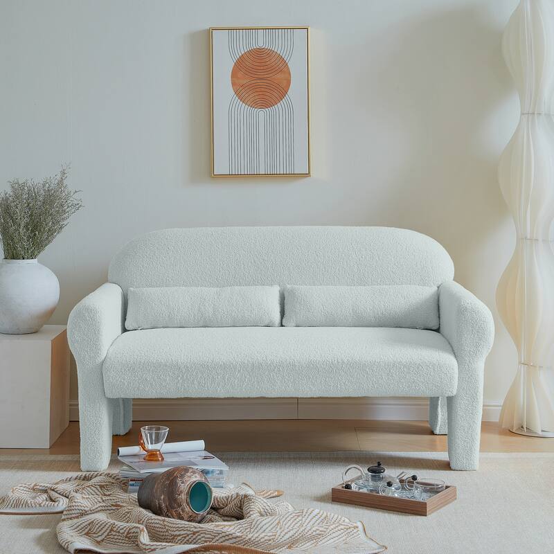 Felt Lounge Loveseat White Sleeper Loveseat Recessed Arms Settee Bed