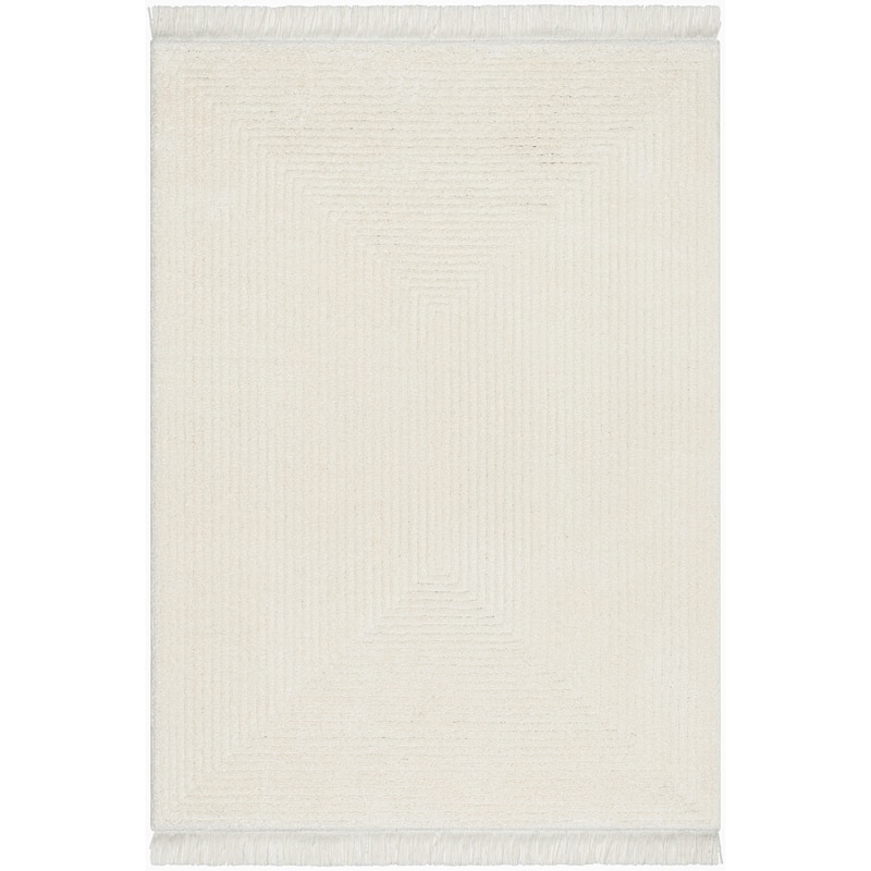 Well Woven Marina Monroe Solid High Low Shag Area Rug - 5' 3" x 7' 3" - Ivory