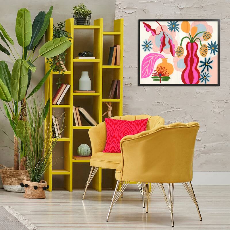 Stupell Eclectic Mod Flower Vases Framed Giclee Art Design By Suzanne Allard