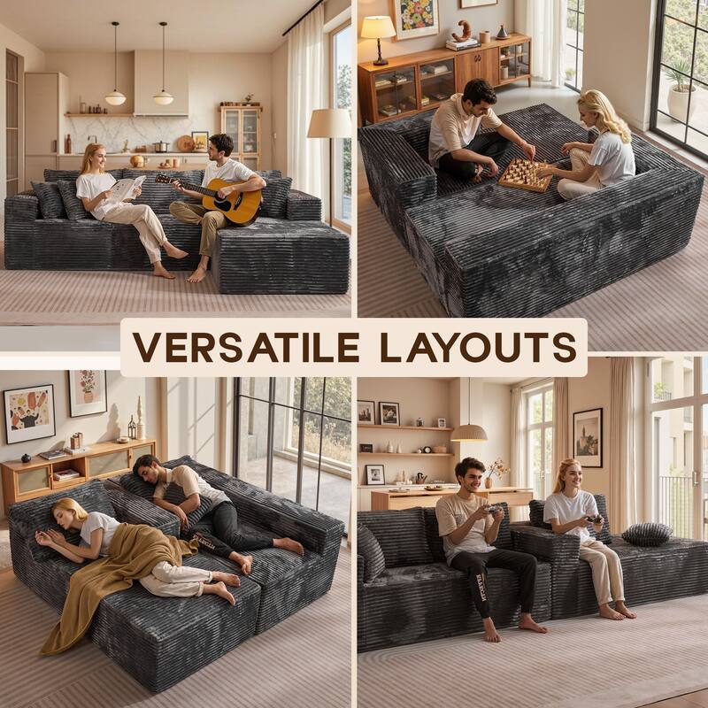 OVIOS All-Foam Plush L-Shaped Sofa​