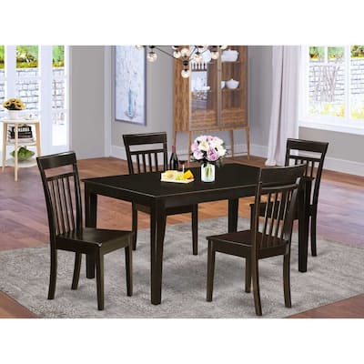 HomeStock 5-Pc Cappuccino Solid Wood Top - Dining Room Set - Seats 4