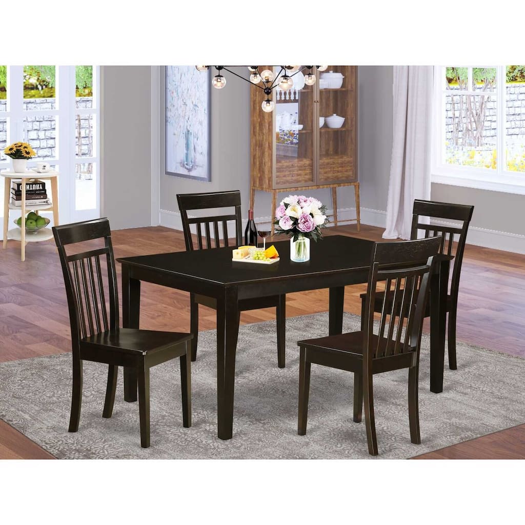 HomeStock 5-Pc Cappuccino Solid Wood Top - Dining Room Set - Seats 4