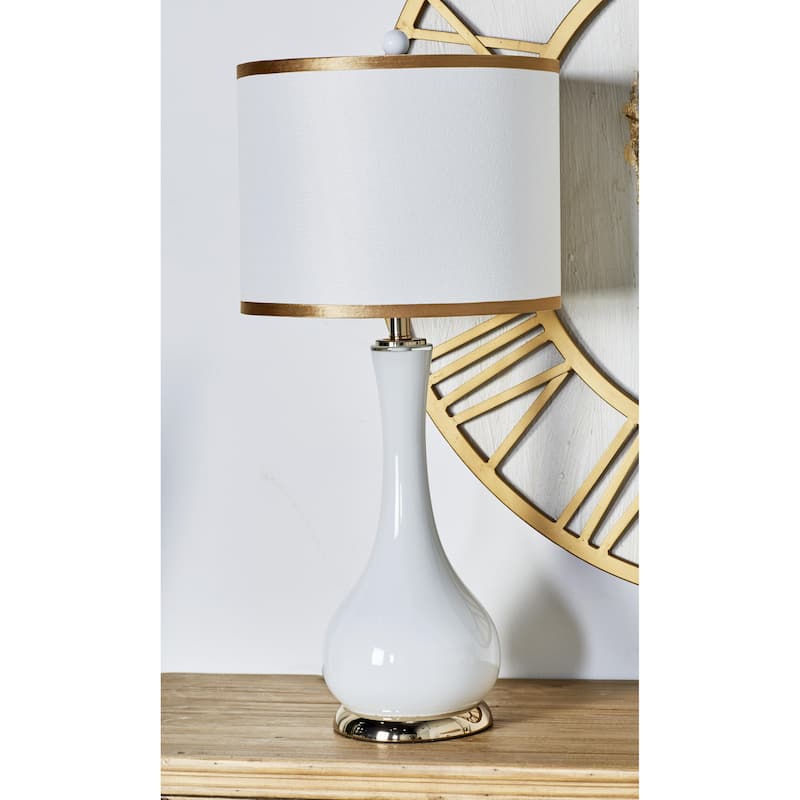 Metal Room Table Lamp with Gold Accents - Set of 2 White - Roche River Decor