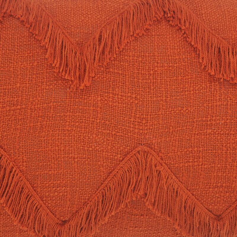 Sevita Solid Cinnamon Chevron Shag Lumbar Throw Pillow