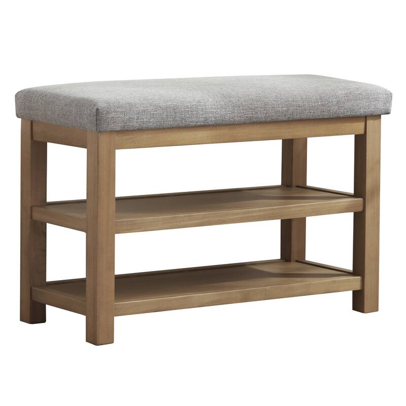 HUIMO Multi-Functional Solid Wood Bench with Storage Shelves 46in/39in
