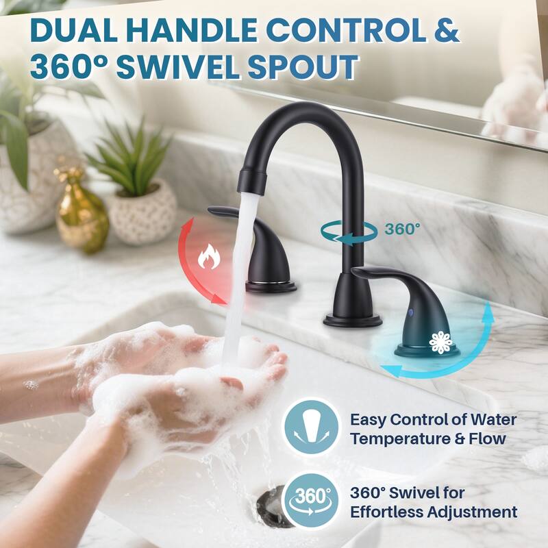 WOWOW 8 in. Widespread Double Handle Bathroom Faucet