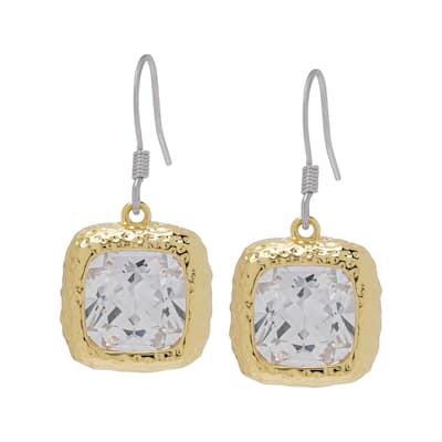 Victoria Townsend Yellow Gold Plated Square Cubic Zirconia Drop Dangle Earrings