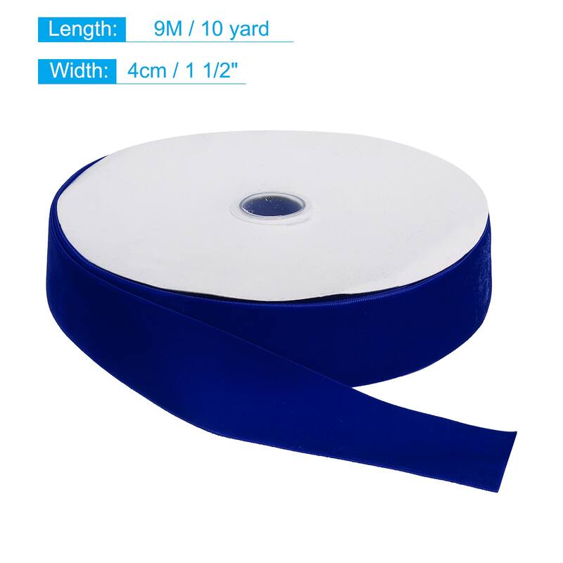 Velvet Ribbon 1 1/2 Inch Single Face Spool Silky for DIY Crafts - Dark Blue - 10 Yard