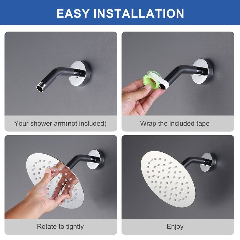 WOWOW 1-Spray Patterns with Wall Mount Rain Fixed Shower Head