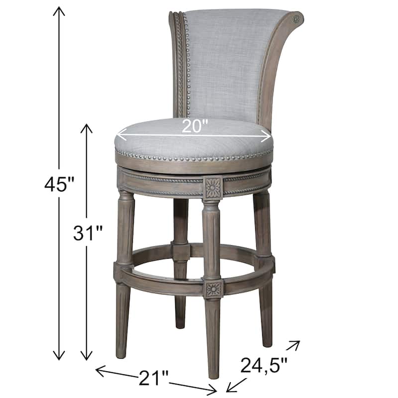 Copper Grove Rijssen Swivel Bar-Height Stool with High Seat Back