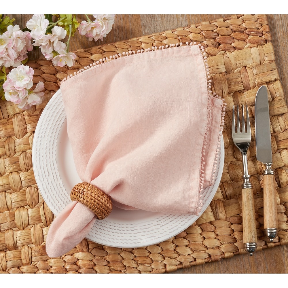 Table Napkins With Pom Pom Design (Set of 4) - 20"x20"