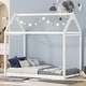 preview thumbnail 13 of 28, Twin Size House Bed, Wood Color Floor Bed Grounded Bed White - Twin