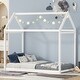 preview thumbnail 2 of 7, Wooden House Bed Kids Bed,Twin Size Playful Bed for Home,White