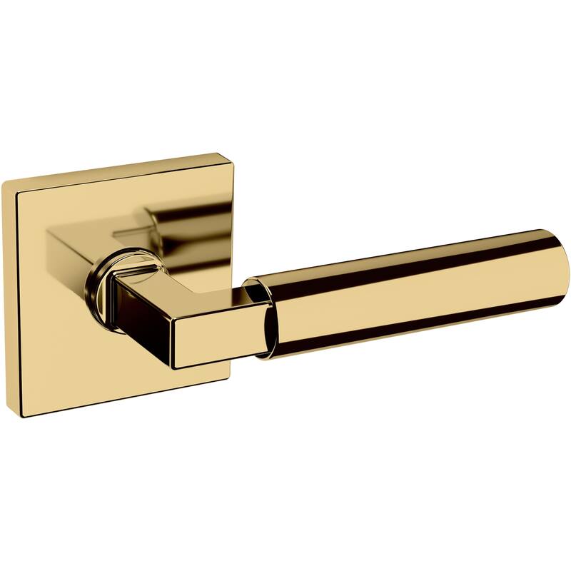 Baldwin L029 Series Passage Door Lever Set with Square Rose from the - Lifetime Polished Brass