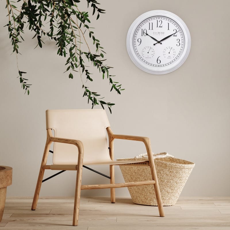 La Crosse 15 In. Outdoor Payton Quartz Wall Clock with T/H