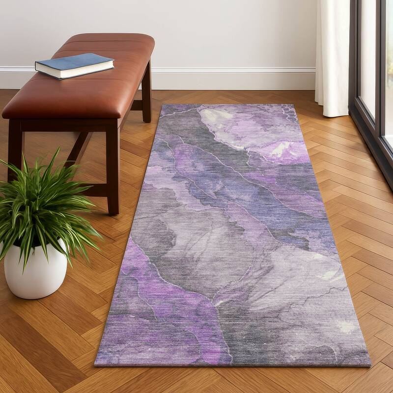 Premium Washable Super Soft Abstract Mayfield Rug - Purple - 2'3" x 7'6"