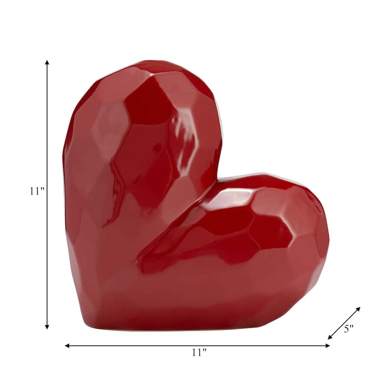 Modern Geometric Heart Sculpture - Ceramic Decorative Object