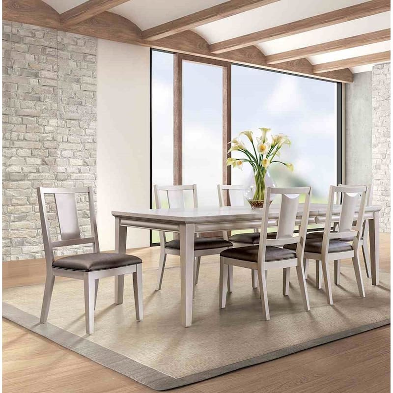 7PC White Oak Finish Formal Dining Set Table and Chairs