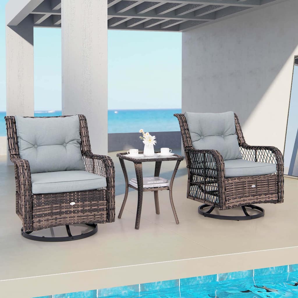 3 PCS Outdoor Swivel Rocking Bistro Set Patio Glider Rocker Chair Set