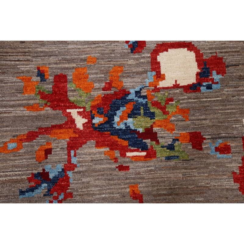 Vegetable Dye Contemporary Abstract Area Rug Hand-knotted Wool Carpet - 5'5" x 7'11"