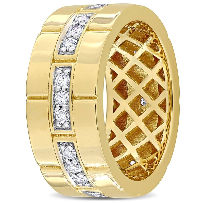 Miadora 4/5ct TDW Diamond Dome Lattice Ring in 14k Yellow Gold