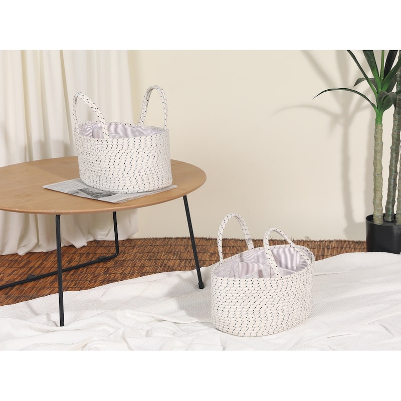1 Pack Woven Storage Basket, Shelf Closet Storage Bin, Organizer Bin - White