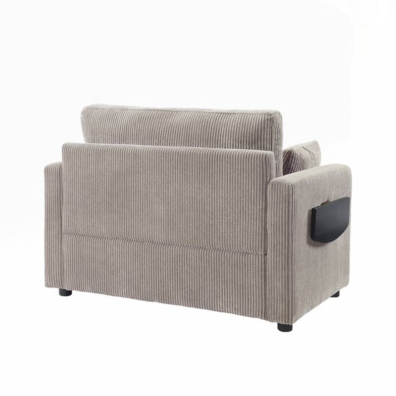 Sleeper Sofa Loveseat Sofa with a Foldable Mattress and Storage Pocket and Two USB Ports - 2 Seat