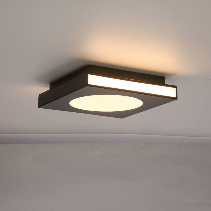 12-in Minimalist Matte Black Rectangle LED Wall Sconce/Flush Mount Ceiling light with Milky White Arcylic Diffuse
