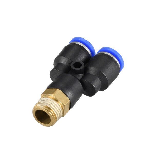 Push To Connect Fittings Y Type Thread Tee 5/32" x 1/8" G Male 2pcs - 5/32" OD x 1/8" G Male 2pcs