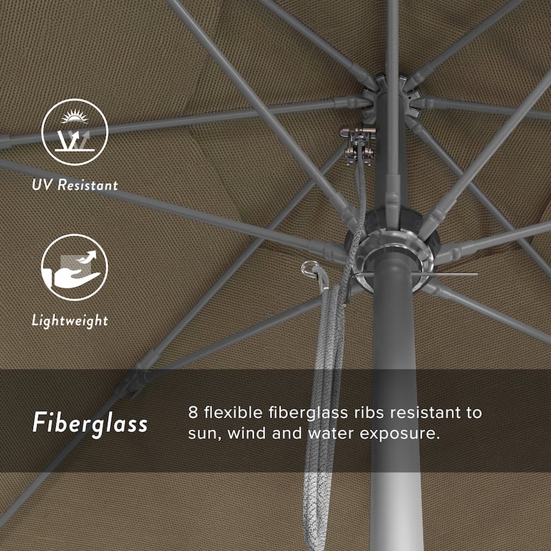 California Umbrella 11' Venture Series Patio Umbrella, Silver Aluminum Pole Fiberglass Ribs Pulley Lift Olefin