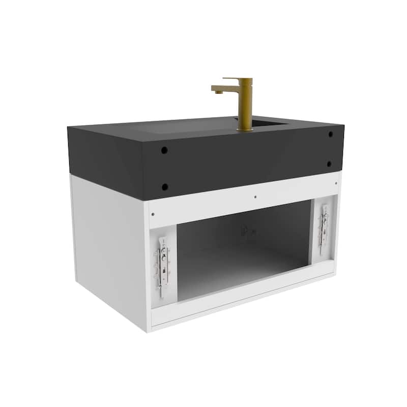 Nile 30-Inch Wall Mounted Bathroom Vanity Set w/ Black Top
