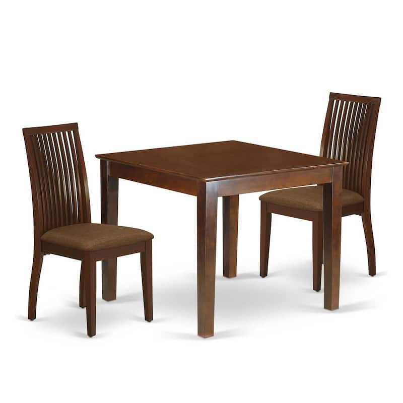 HomeStock 3-Pc Mahogany Finish Square Solid Wood Top Dining Table Set