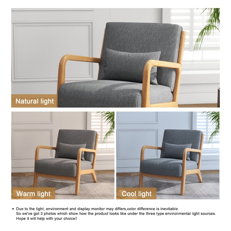 Mid Century Solid Wood Upholstered Accent Chair
