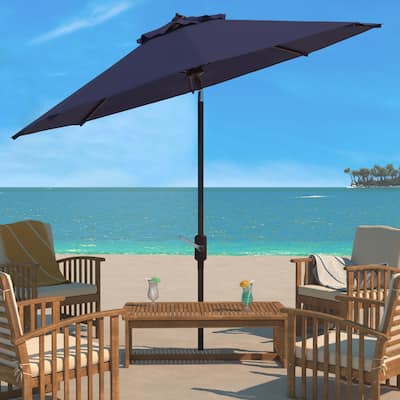 SAFAVIEH Outdoor Beguna 11Ft Auto Tilt Market Umbrella